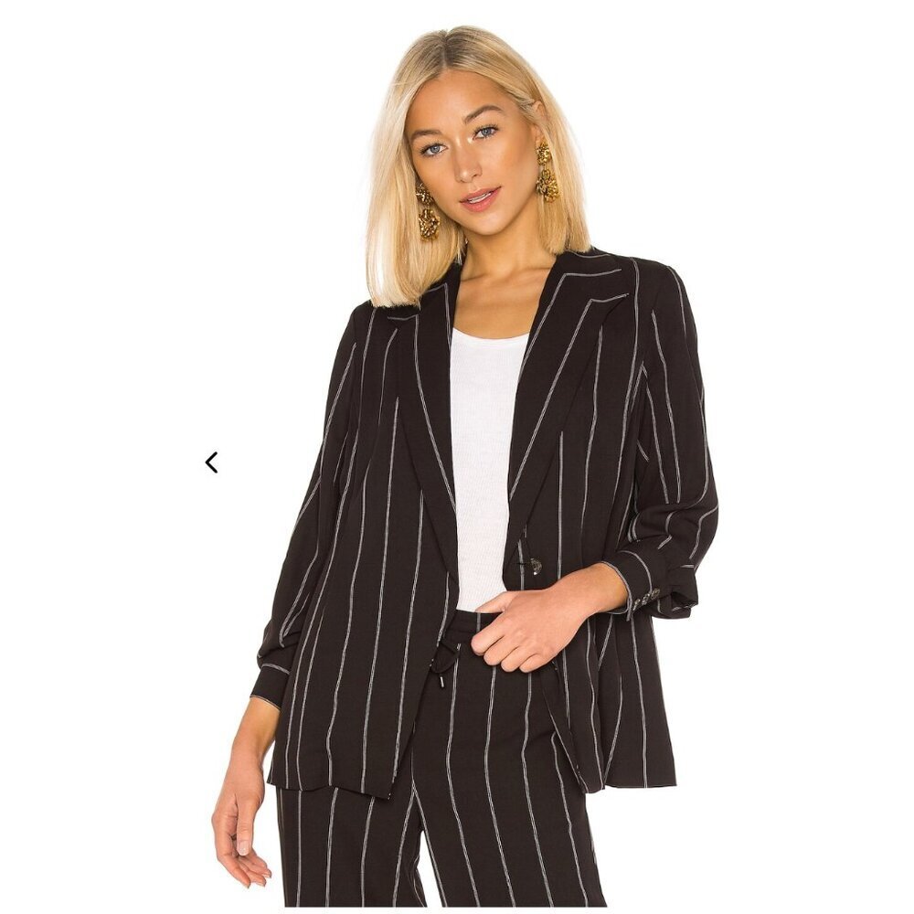 ANINE BING Isabella Pinstripe Black White Lightweight Blazer Jacket Women's XS